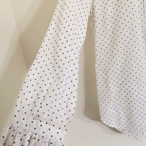 Like New J Crew Classic-fit Ruffle Neck Shirt In Sweet Spots Size 2 - Picture 4 of 7